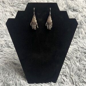 Silver Gothic Skeleton Hand Earrings!